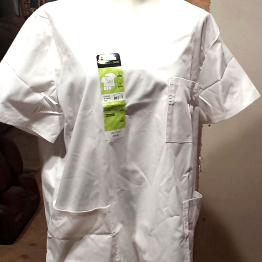 white scrub top brand new